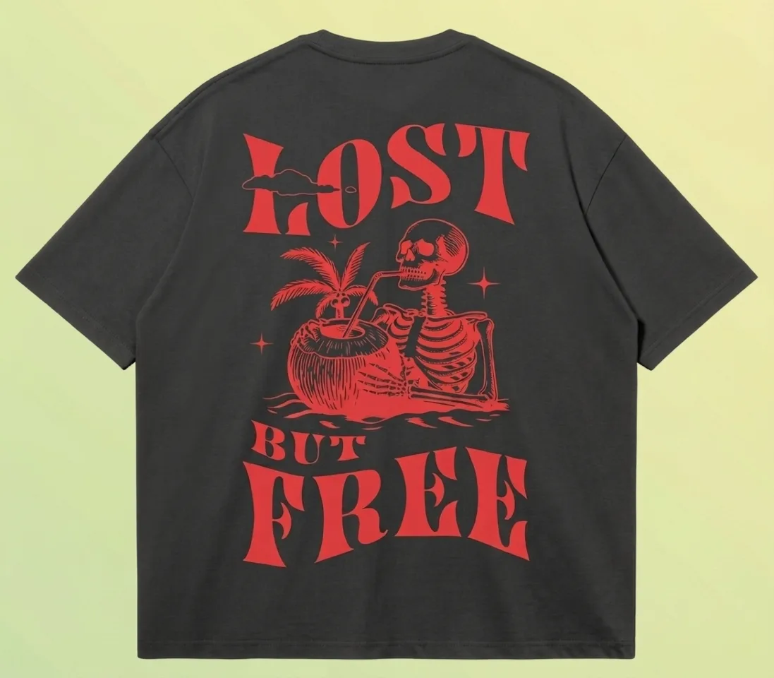 'LOST BUT FREE — BLACK' // 240GSM Boxy Tee